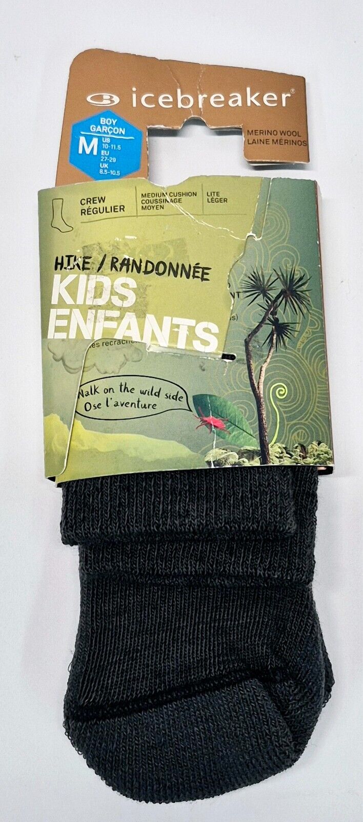 Icebreaker Merino Boys Hike Medium Cushion Red Crew Socks Size 10 Kids - ScoutTech