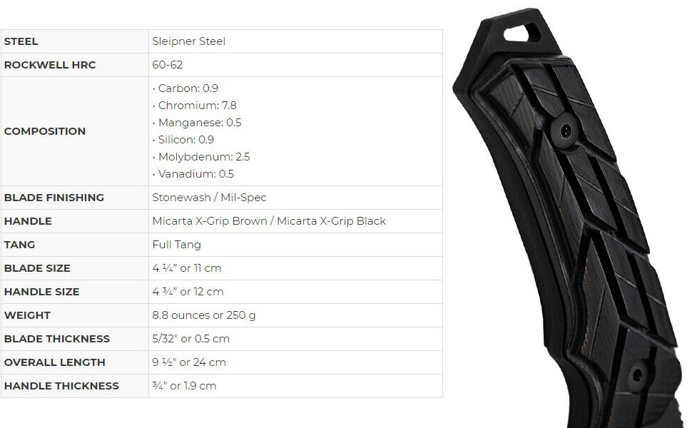 WOOX Rock 62 Mil-Spec Knife, Black Blade with XGRIP Handle - ScoutTech