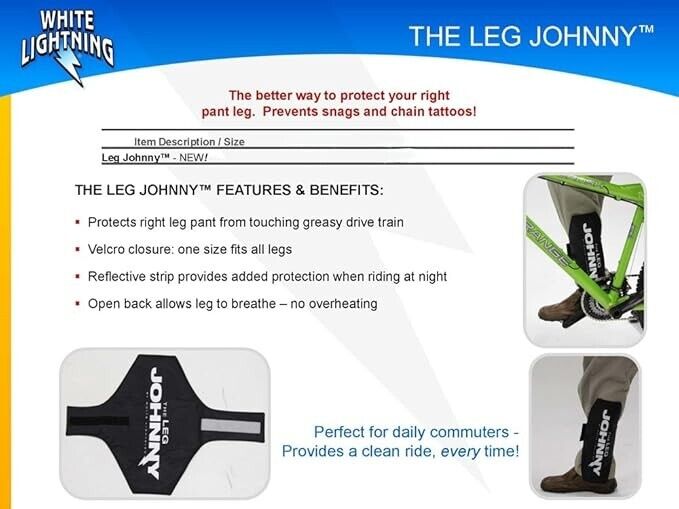 White Lightning Leg Johnny Cyclist Leg Protector, One Size - ScoutTech