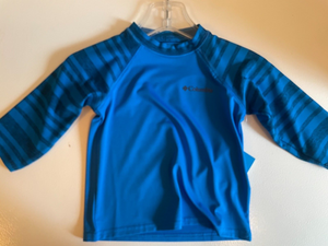 Columbia Mini Breaker II Youth Short Sleeve Sunguard Tops (XX-Small,Blue/Blue Stripe)