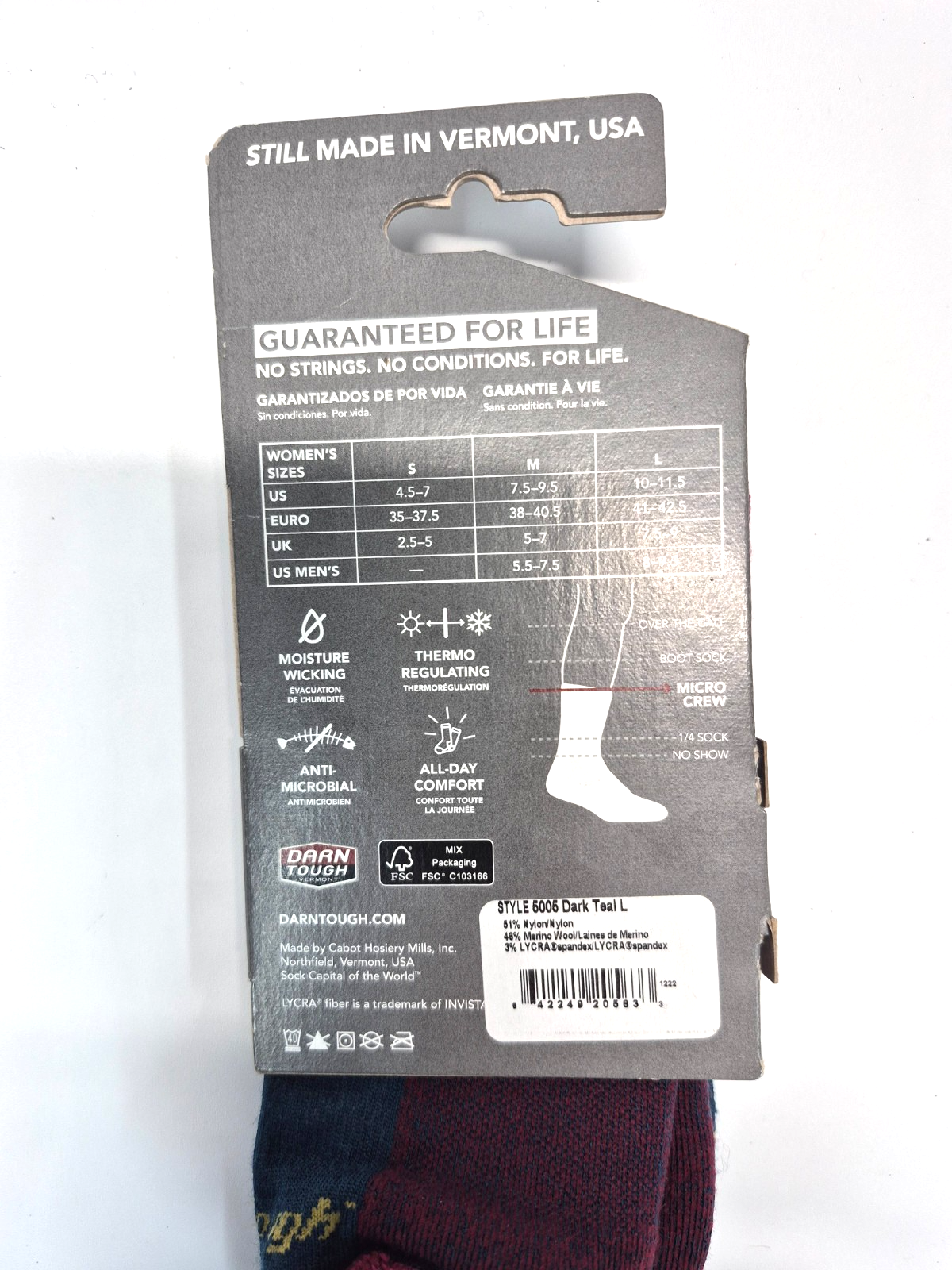 Darn Tough Women's Sunset Ledge Micro Crew Lightweight Hiking Sock 5005 - ScoutTech