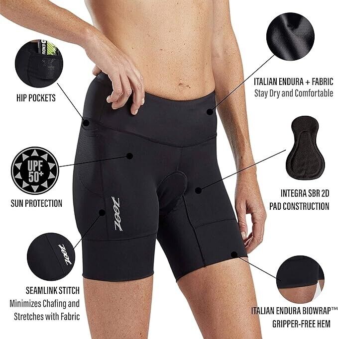 Zoot Women’s Performance 6-Inch Triathlon Shorts with Cycling Chamois Pad Small - ScoutTech