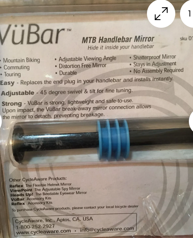 Cycleaware Vubar Bar End Bicycle Mirror - ScoutTech