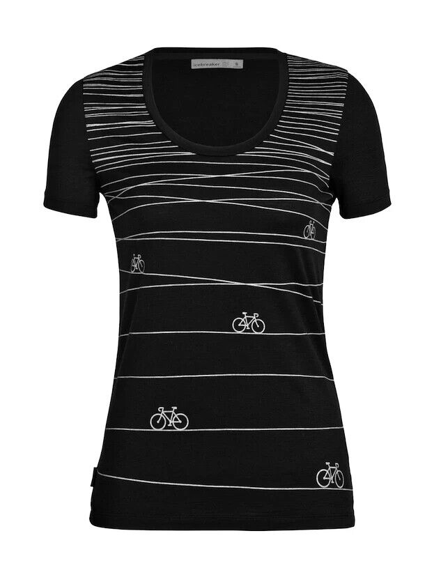 Icebreaker Women's Tech Lite II Bicycle Print Scoop Neck Tee Shirts Large - ScoutTech