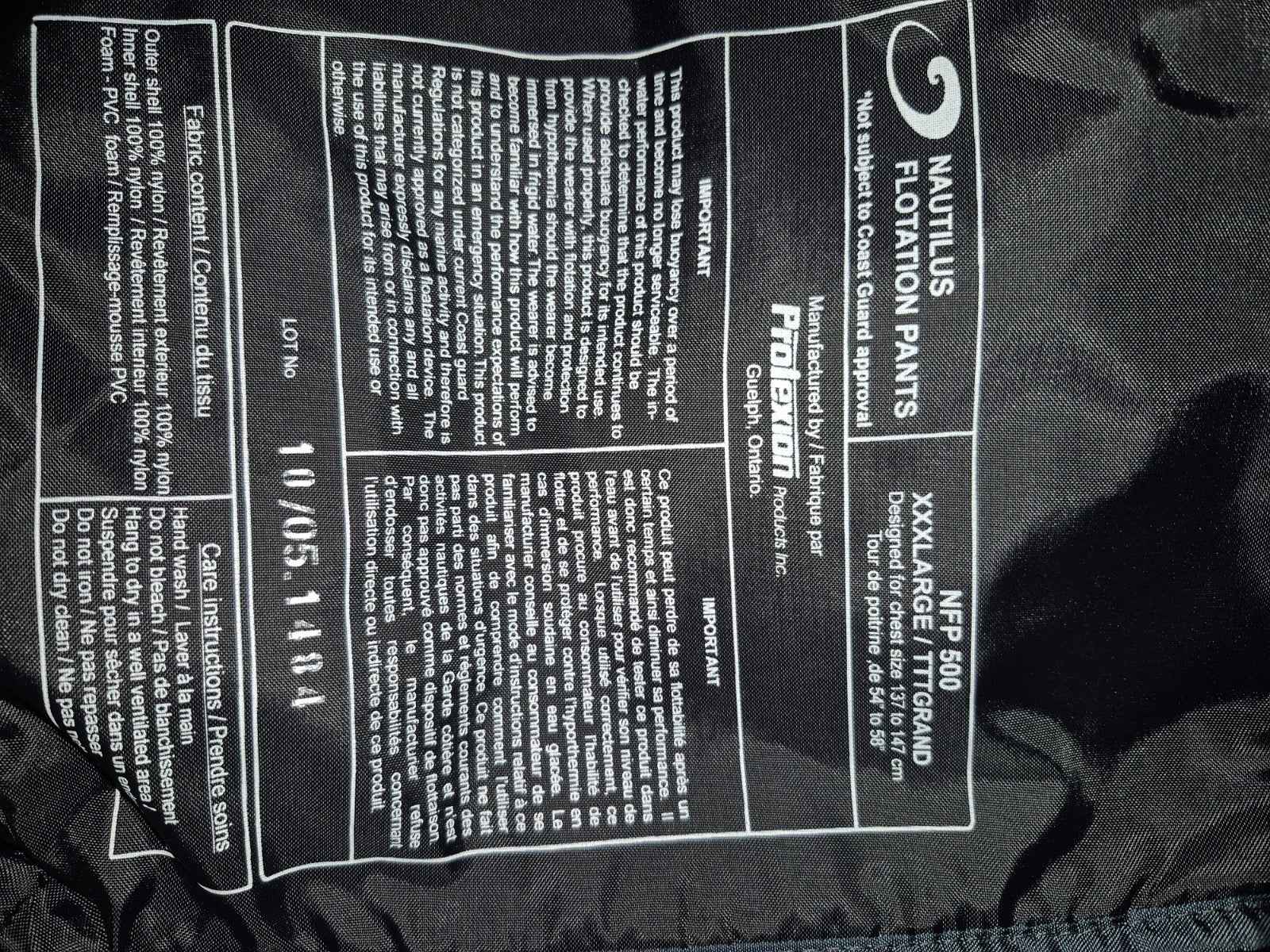 Nautilus Pro Series Insulated Survival Flotation Pants, Dark Navy Blue, XXXL