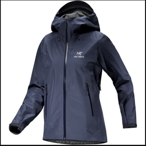 Arc'teryx Women's Beta LT Gore-Tex Pro Rain Jacket XS Black Sapphire Action Shot | ScoutTech Outfitters