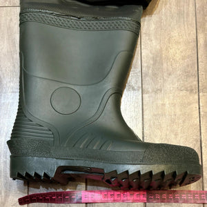 Bushline Outdoors PVC Hip Waders in Green Boot Close Up Showing Tread and Boot Details | ScoutTech Outfitters