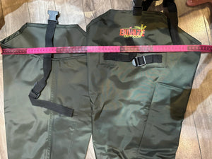 Bushline Outdoors PVC Hip Waders Close Up of Tops and Measurements in Green | ScoutTech Outfitters