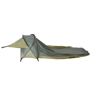 Chinook Summit Waterproof Breathable Bivy Bags in Olive Green Side View of Bivvy Set-Up Empty | ScoutTech Outfitters