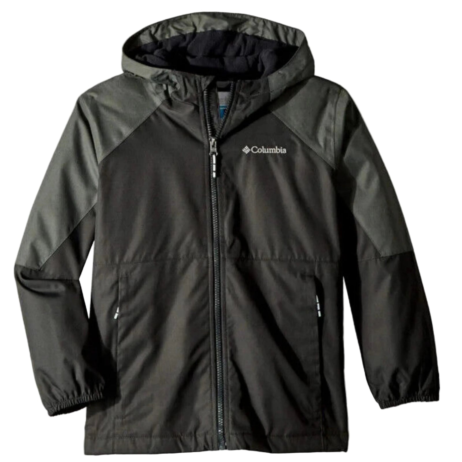 Columbia Boys Endless Explorer Waterproof Fleece Lined Ski Jacket in Black and Grey Front | ScoutTech Outfitters Mississauga Store