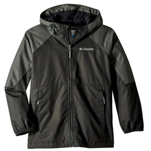 Columbia Boys Endless Explorer Waterproof Fleece Lined Ski Jacket in Black and Grey Front | ScoutTech Outfitters Mississauga Store