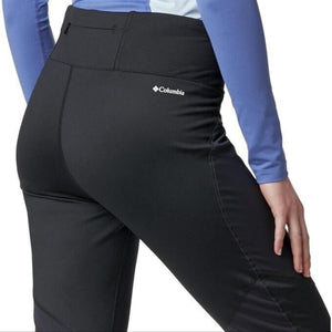 Columbia Women's Roffe Ridge Windblock Leggings in Black Close Up of Back Side Showing Secret Pocket | ScoutTech Outfitters