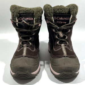 Columbia Youth BugaBoots Waterproof Insulated Snow Boots in Brown and Pink Front | ScoutTech