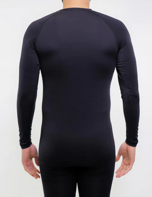 Copper 88 Men's Long Sleeve Compression Shirts in Black Rear View On Model | ScoutTech