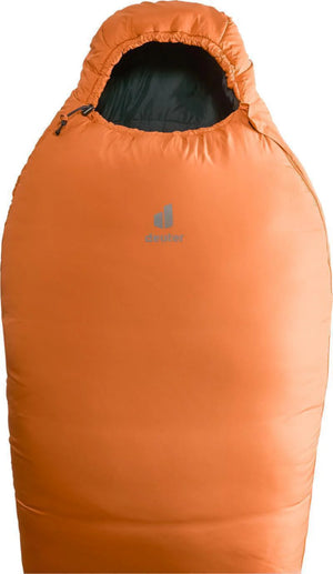 Deuter Orbit -5C Synthetic Fibre Sleeping Bag Close Up of Opening in Mandarin Ink | ScoutTech Outfitters