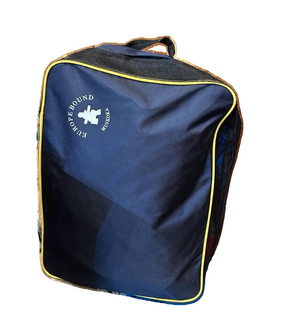 Blue Europe Bound Storage Cube with yellow trim and mesh panels | ScoutTech Mississauga