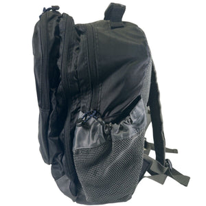 Europe Bound Book Bag 27L Capacity Side View Showing Bottle and Secondary Zippered Pockets | ScoutTech Outfitters Mississauga