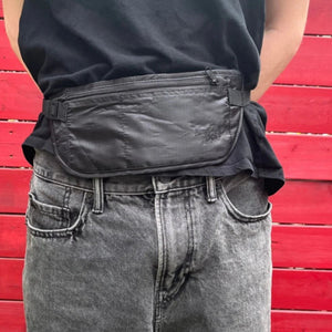 Europe Bound Comfort Travel Money Belts with Stretch Fit and Coolmax Fabric in Black Front View on Model | ScoutTech Outfitters Mississauga Store