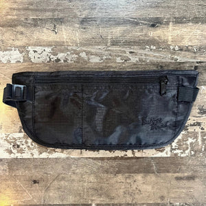 Europe Bound Comfort Travel Money Belts with Stretch Fit and Coolmax Fabric in Black Front View on Wood | ScoutTech Outfitters 