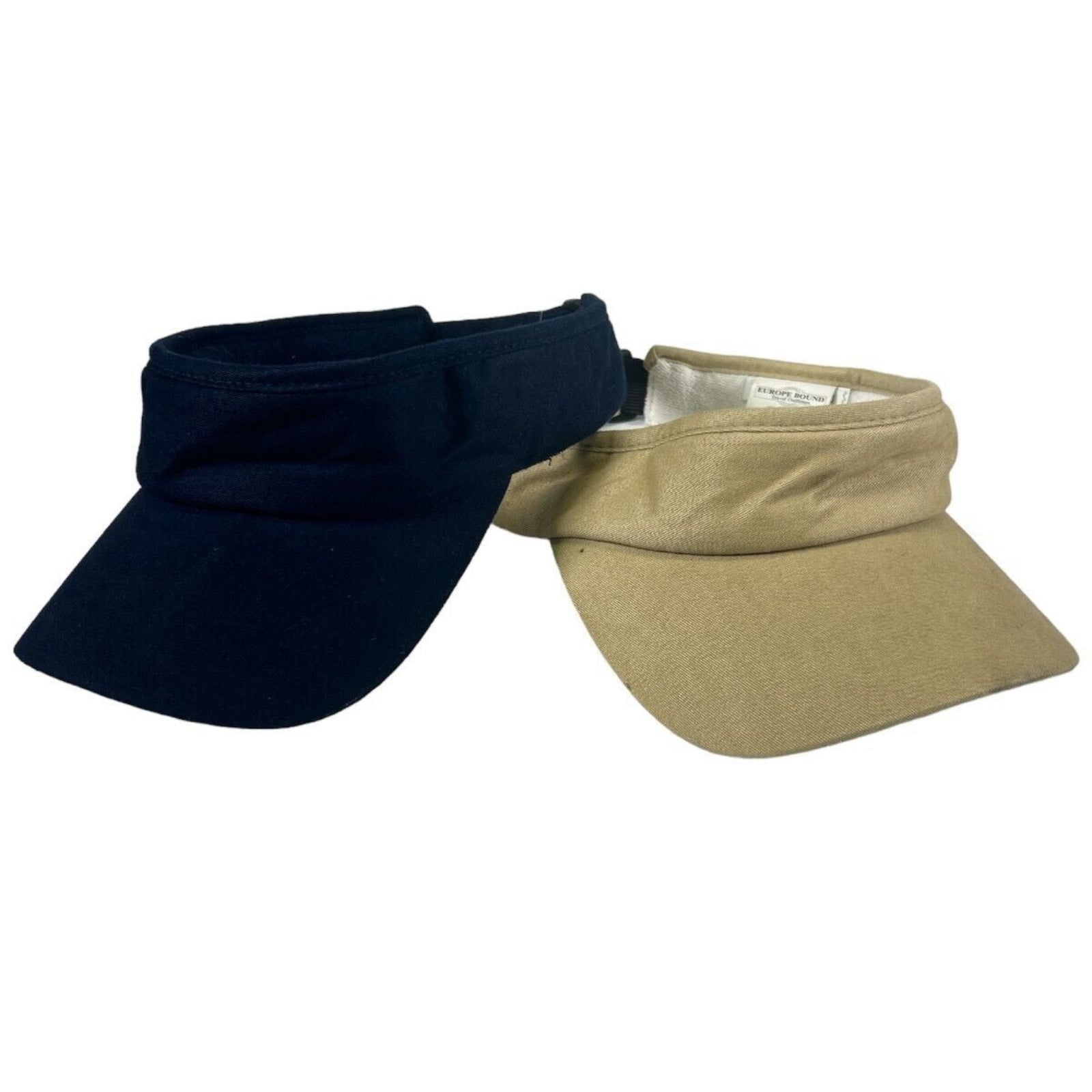Europe Bound Explorer Cotton Sun Visors One-Size Displayed Together in Navy Blue and Khaki on a White Background | ScoutTech Outfitters Mississauga Store