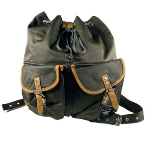 Europe Bound Retro Backpack 31L Capacity Side Measurements in Green Main Compartment Drawcord Closure | ScoutTech Outfitters