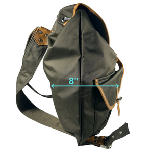 Europe Bound Retro Backpack 31L Capacity Side Measurements in Olive Green - ScoutTech Outfitters