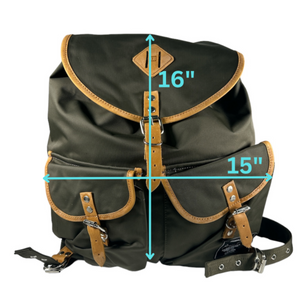 Europe Bound Retro Backpack 31L Capacity in Green Dimensions Chart | ScoutTech Mississauga Store