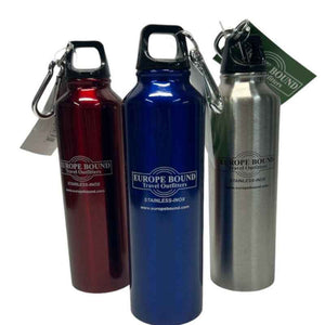 Europe Bound Classic Stainless Steel Single Wall Lightweight Beverage Bottles 24 oz / 750 ml