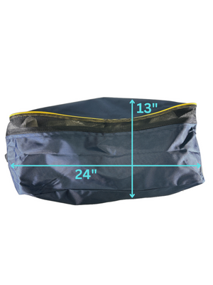 Europe Bound Travel Cube Bag in Dark Blue Side View with Measures | ScoutTech Outfitters 
