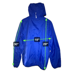 Europe Bound Unisex Packable Travel Rain Jackets Back Measurements - ScoutTech