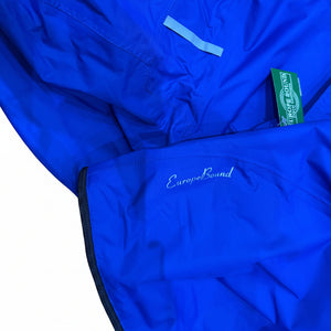 Europe Bound Unisex Waterproof Breathable Raincoats with Stash Pocket in Blue Reflective Hits Close-Up | ScoutTech Outfitters Mississauga Store