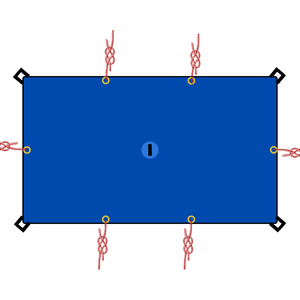 Europe Bound Universal Rain Tarp Dark Blue grommets and tie down view - ScoutTech
