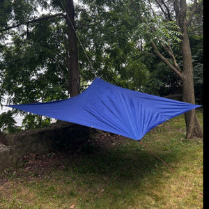 Europe Bound Universal Rain Tarp Dark Blue Sample Outdoor Set Up | ScoutTech Outfitters