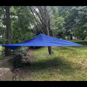 Europe Bound Universal Rain Tarp Dark Blue Set up view - ScoutTech