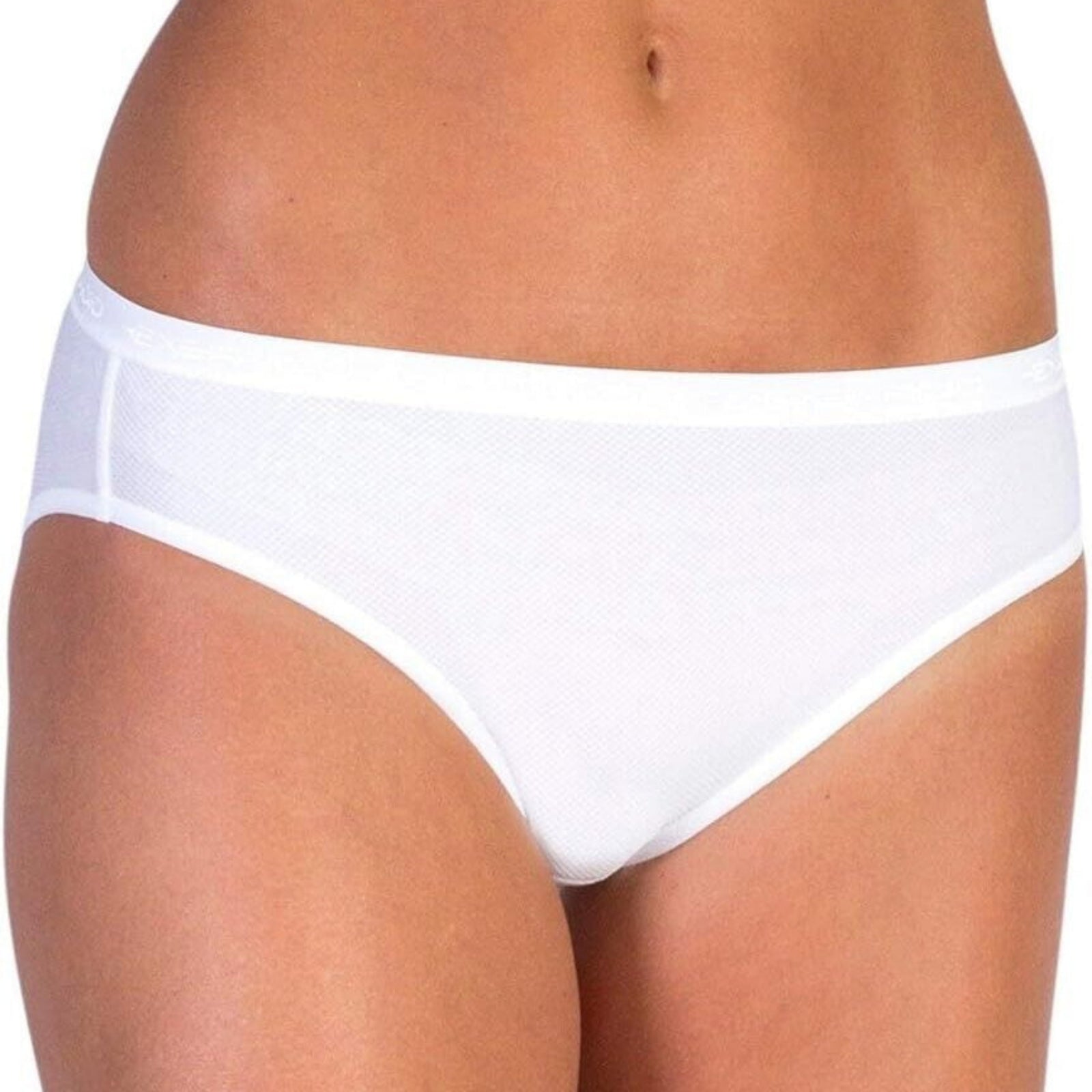 Exofficio Give-N-Go Bikini Briefs in white on a model | ScoutTech Outfitters Mississauga Store