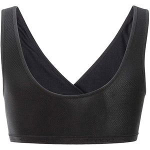 Exofficio Give-N-Go Cross Over Bras in Black Back View with Exofficio Branding On Elasticized Band | ScoutTech Outfitters Mississauga Store