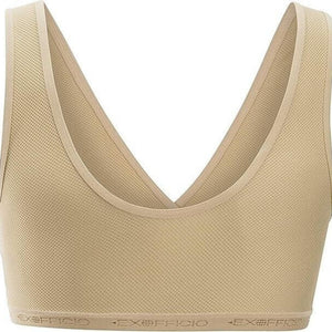 Exofficio Give-N-Go Cross Over Bras in Nude Tan Back View with Exofficio Branding On Elasticized Band | ScoutTech Outfitters Mississauga Store