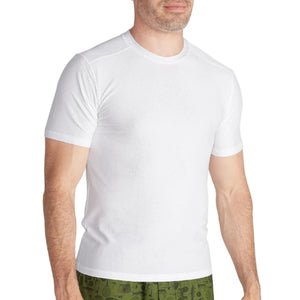 Exofficio Men's Give-N-Go Travel Tee Shirts in White on Model | ScoutTech Outfitters Mississauga Store