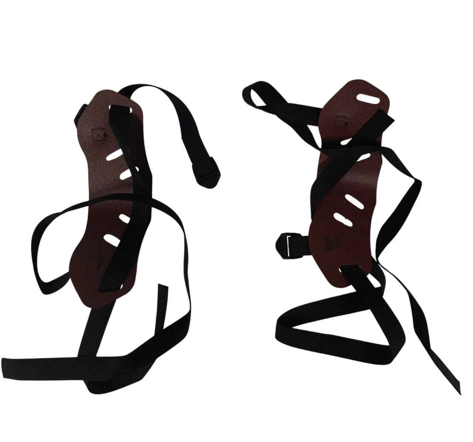 GV Snowshoes Two Piece Instep Bindings for Vintage Wooden Snowshoes in Burgundy with Black Straps | ScoutTech Outfitters