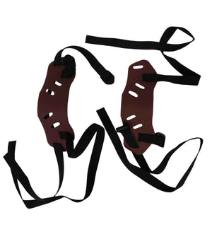 GV Snowshoes Two Piece Instep Bindings for Vintage Wooden Snowshoes in Burgundy with Black Straps | ScoutTech Outfitters