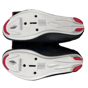 Giro Men's Treble Road Cycling Shoes, 3-Bolt Black Red White Bottom View 2 | ScoutTech Outfitters