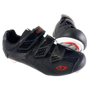 Giro Men's Treble Road Cycling Shoes, 3-Bolt Black Red White Pair with Triple Hook and Loop Closures | ScoutTech Outfitters Mississauga Store