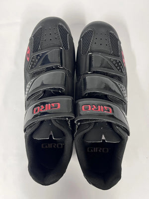 Giro Men's Treble Road Cycling Shoes, 3-Bolt Black Red White Upper View with Triple Hook and Loop Closures | ScoutTech Outfitters Mississauga Store