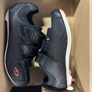 Giro Men's Treble Road Cycling Shoes 3-Bolt Black Red White in Box with Triple Hook and Loop Closures | ScoutTech Outfitters Mississauga Store