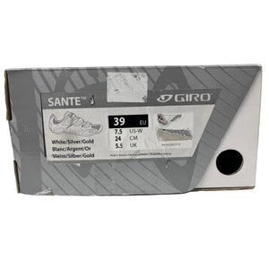 Giro Sante Women's Road Cycling Shoes White and Silver Retail Box Front | ScoutTech Outfitters Mississauga Store