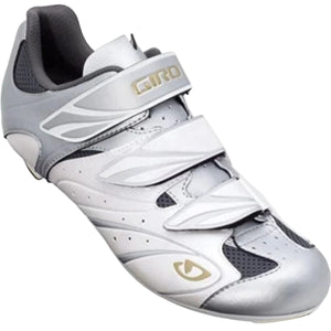Giro Sante Women's Road Cycling Shoes White and Silver Single Right Shoe with 3 Hook and Loop Closure | ScoutTech Outfitters Mississauga Store