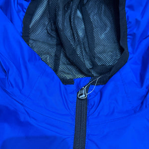 Europe Bound Unisex Waterproof Breathable Raincoats with Stash Pocket in Blue YKK Hood Zip Close-Up | ScoutTech Outfitters Mississauga Store