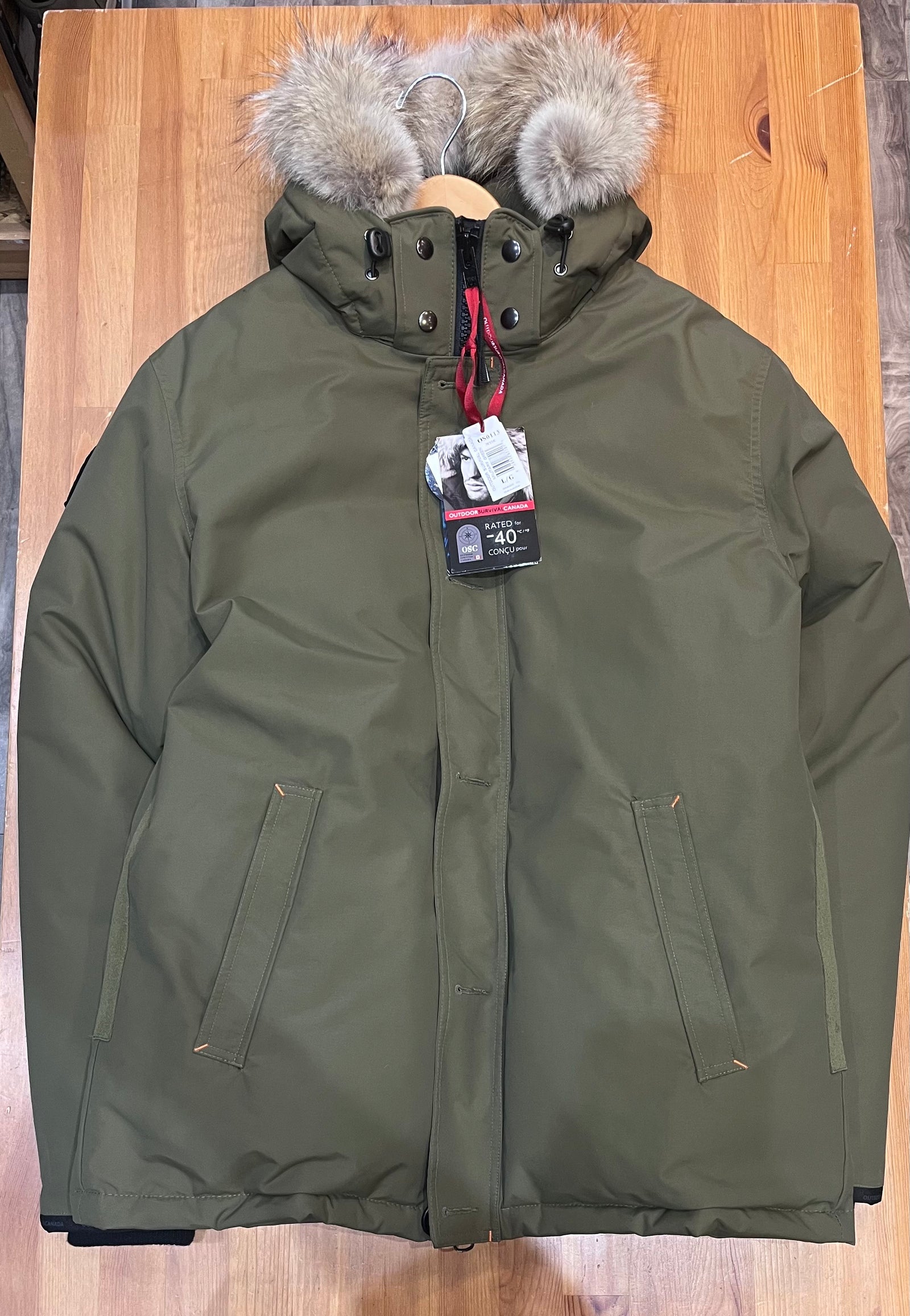 Outdoor Survival Canada Men's Nyik -40 Down Parka, Military Green, Large - ON DISPLAY