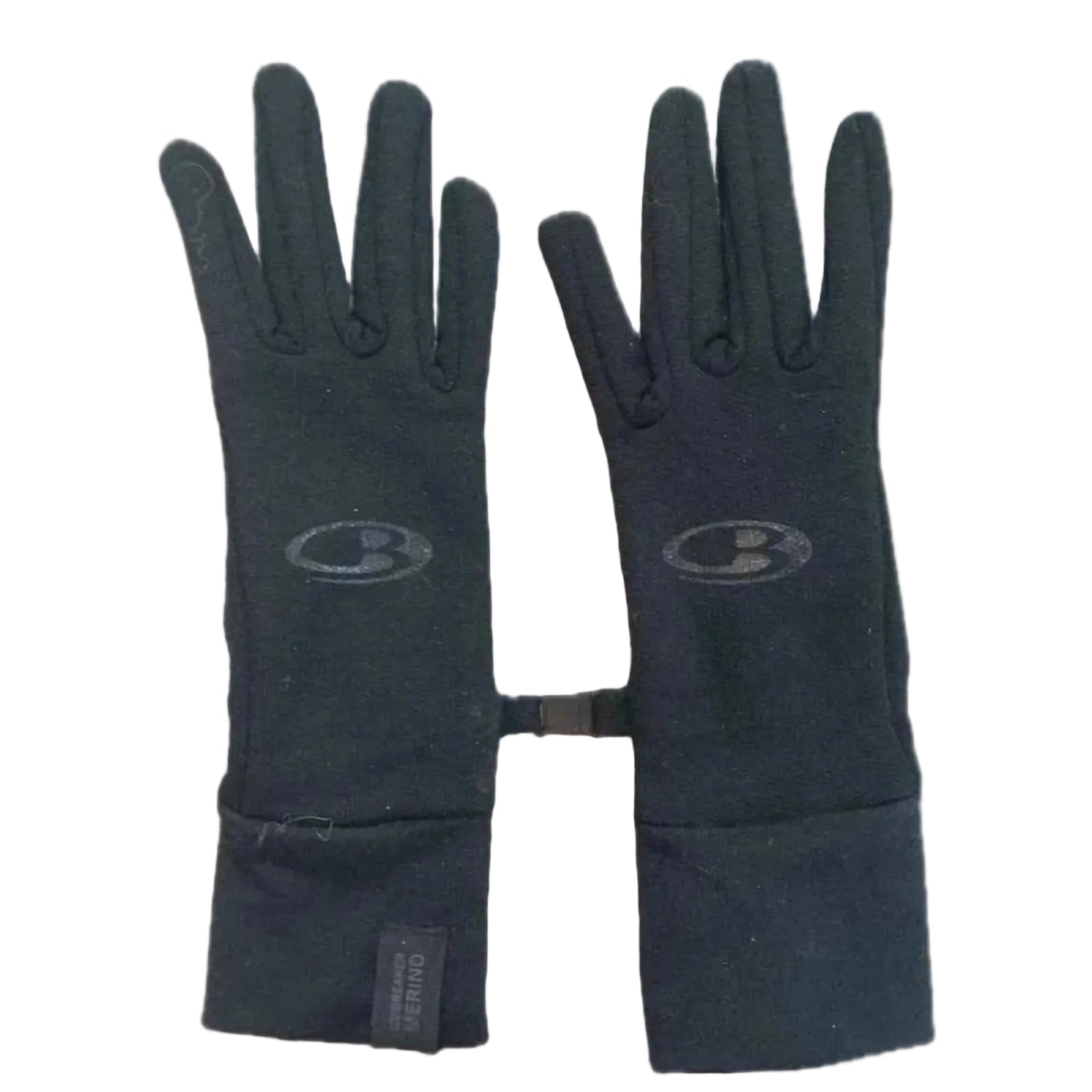 Icebreaker Unisex Merino Wool Glove Liners XS in Black Outside View with Logo | ScoutTech Outfitters Mississauga Store