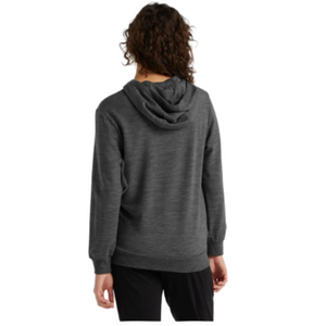Icebreaker Women's Crush Merino Hoody Sweater in Charcoal on Model Back | ScoutTech Outfitters